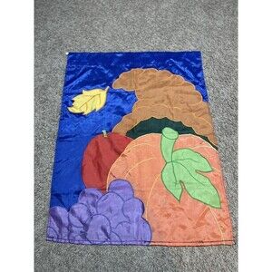 Vintage 1995 Thanksgiving Vibrant Colors Decorative Yard House Flag 35.5x27.5